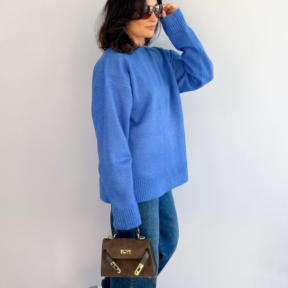 Women’s Oversized Open-Back Sweater in Cobalt Blue - Picture 10 of 13